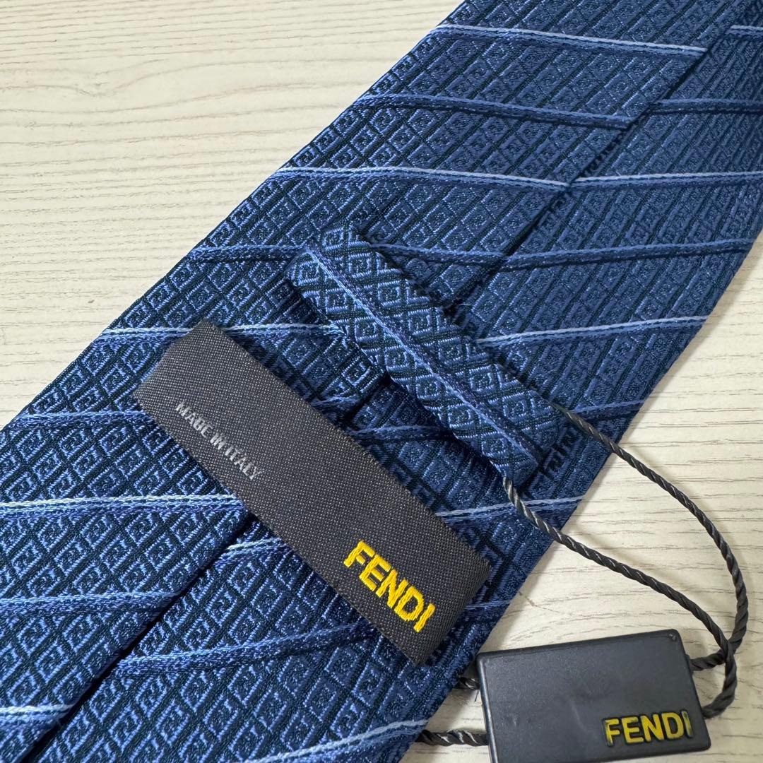 【新品タグ付き】FENDI フェンディ ネクタイ　ブルー　青　ズッカ
