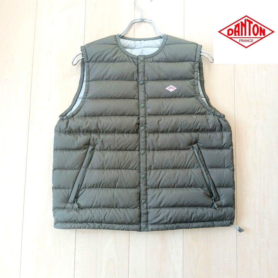 【未使用】DANTON クルーネック インナーダウンベスト オリーブ M