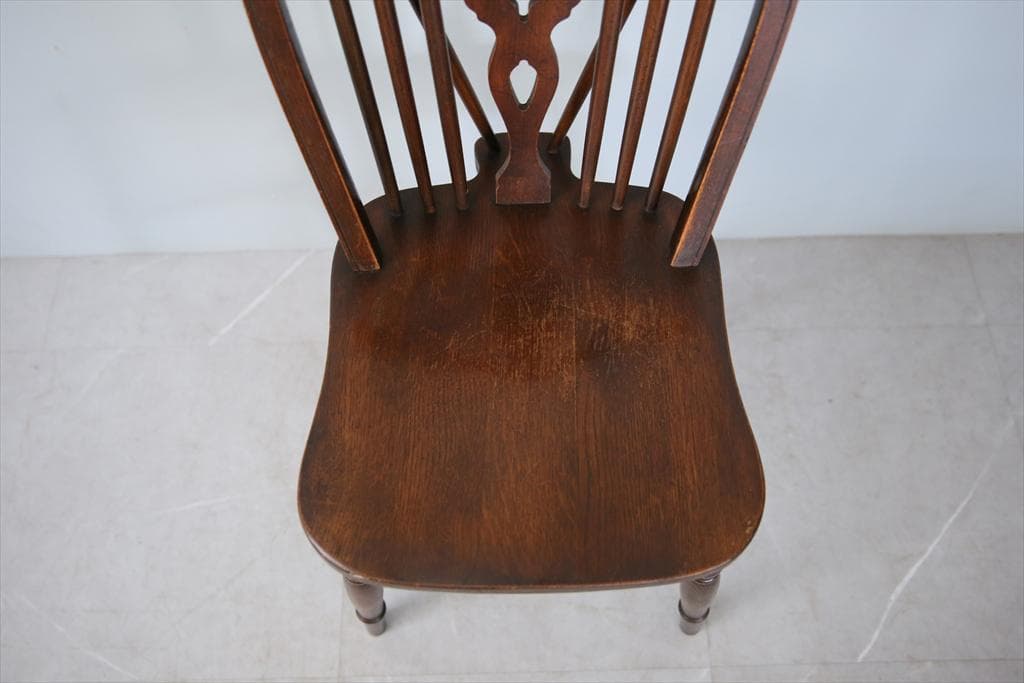 英国アンティーク木製ホイールバックチェア/ダイニングイス/椅子(91-203-5