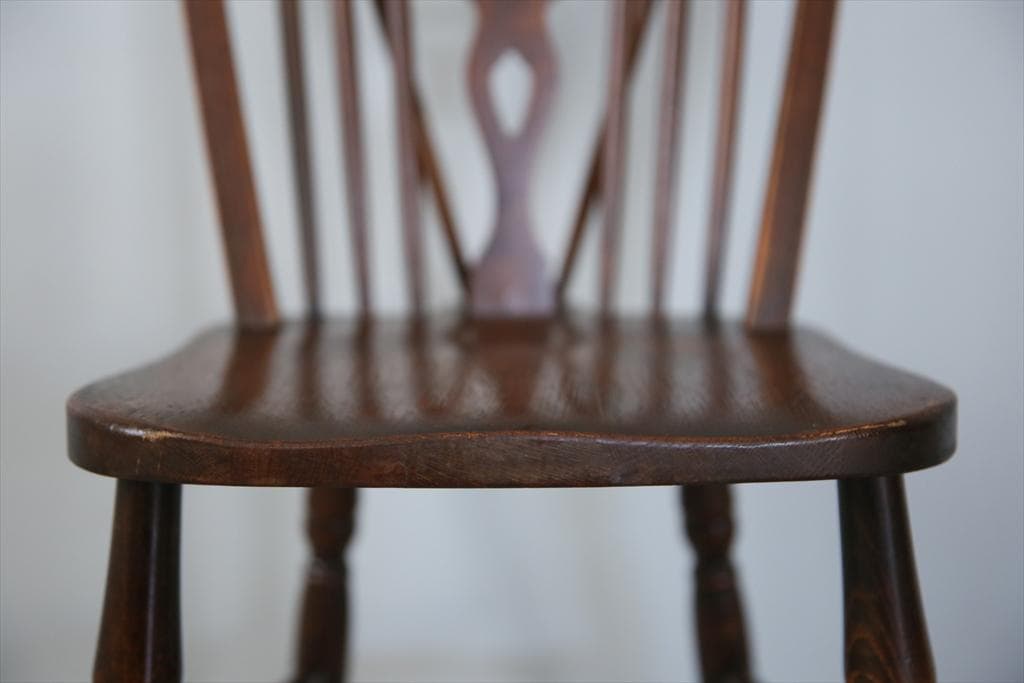 英国アンティーク木製ホイールバックチェア/ダイニングイス/椅子(91-203-5