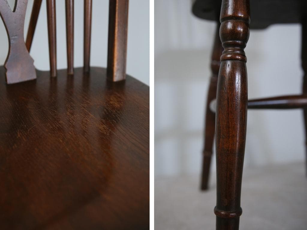 英国アンティーク木製ホイールバックチェア/ダイニングイス/椅子(91-203-5