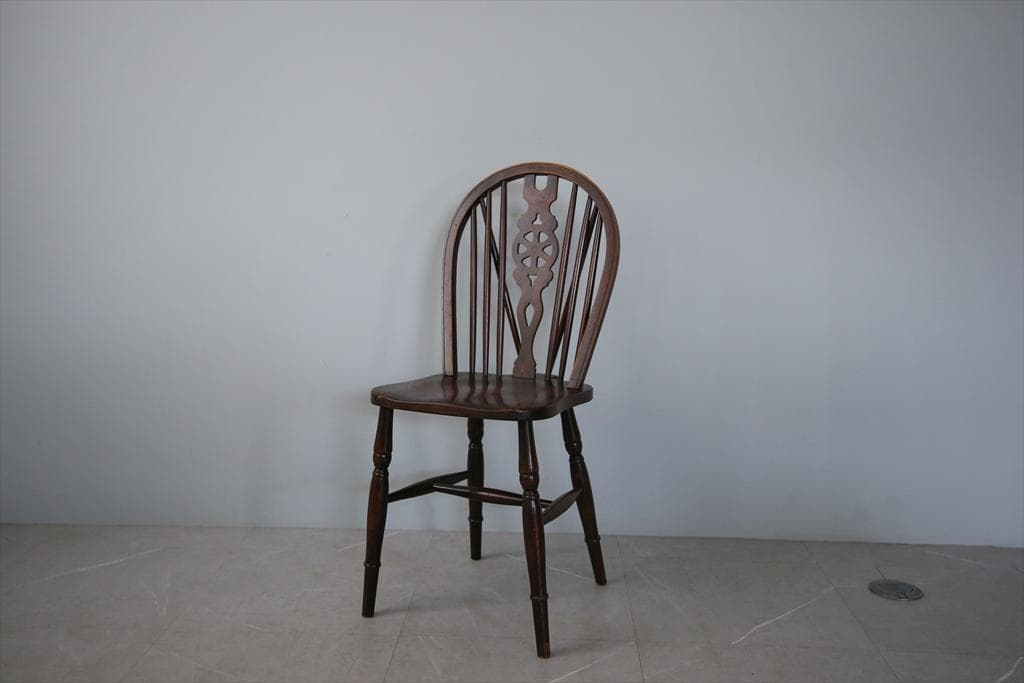 英国アンティーク木製ホイールバックチェア/ダイニングイス/椅子(91-203-5