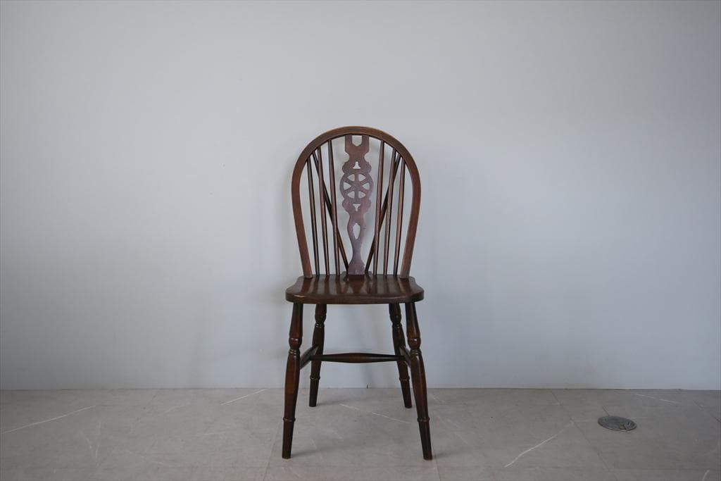 英国アンティーク木製ホイールバックチェア/ダイニングイス/椅子(91-203-5