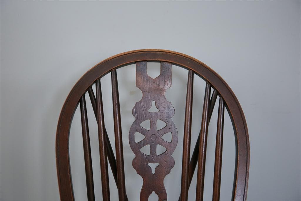 英国アンティーク木製ホイールバックチェア/ダイニングイス/椅子(91-203-5