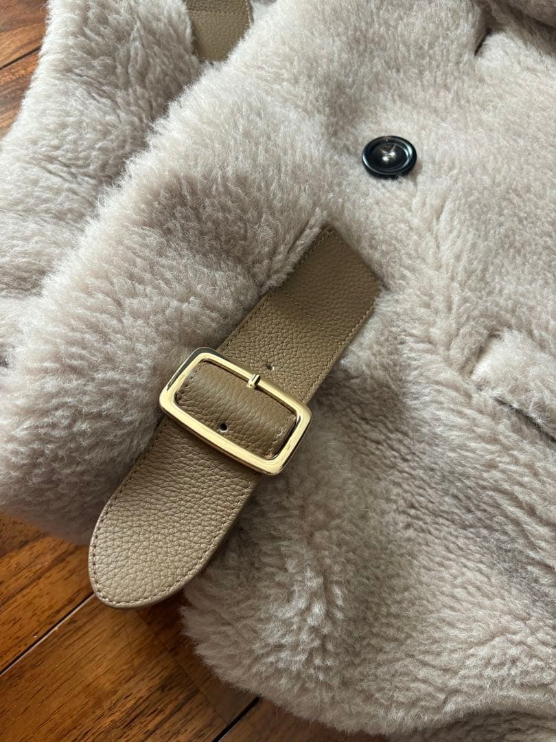 【美品】Max Mara テディベアバイカージャケット サンド36