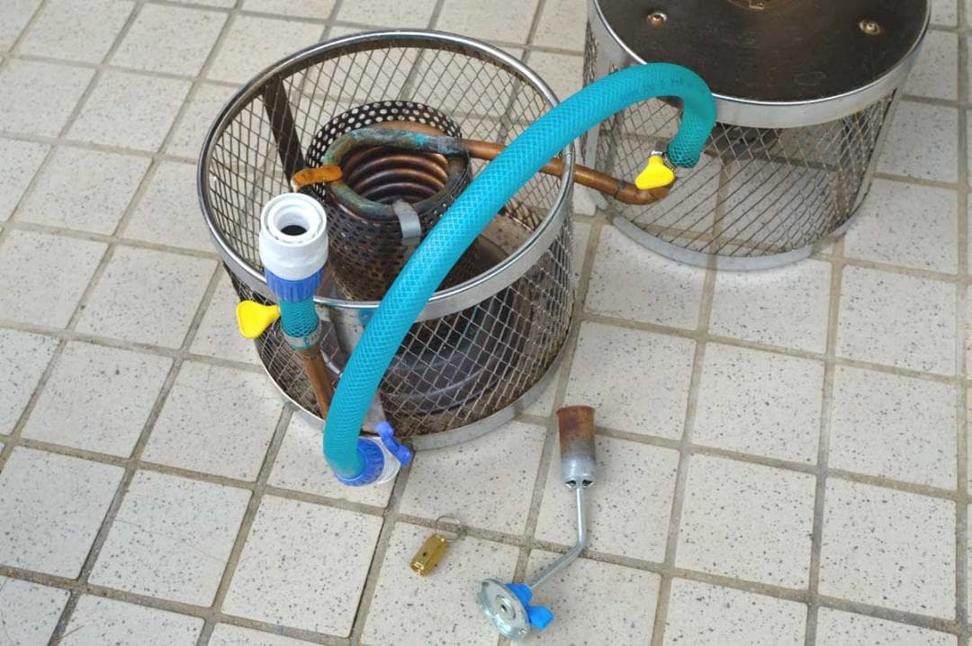 オムニ　灯油バーナー　アウトドアコンロ　ホヤ+温水器ホヤ付き