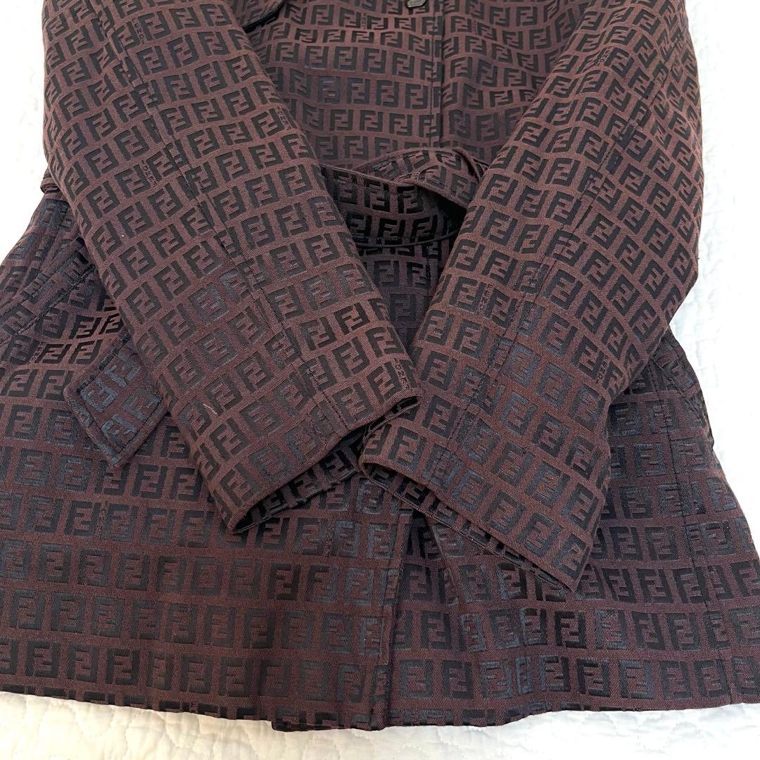FENDI ズッカ柄　ブラウン　トレンチコート ベルト付き　大きいサイズ