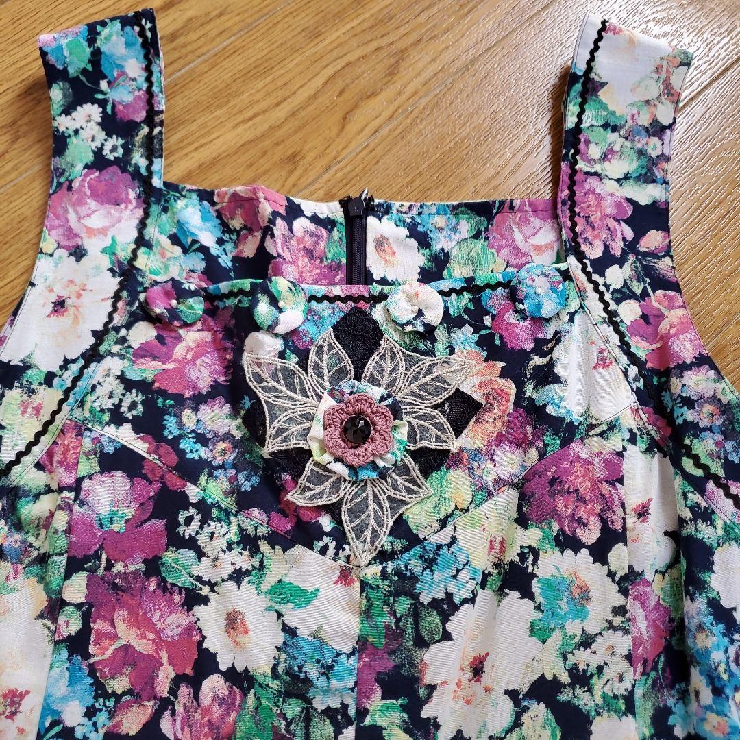 【ビードロ】限定値下中‼️フラワープリントノースリーブロングワンピース