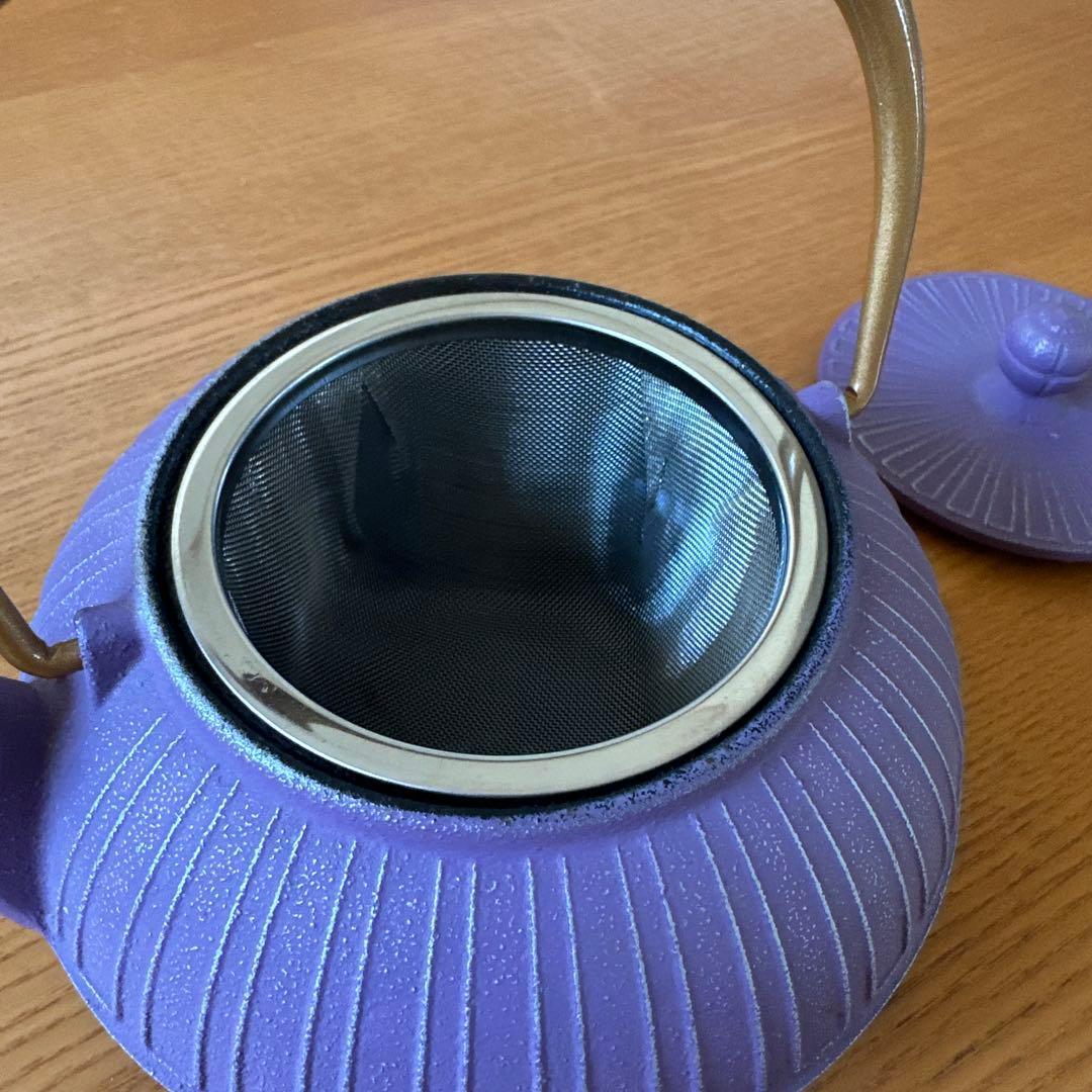 岩鋳の南部鉄器 急須 菊0.65Lラベンダーと釜敷 輪菊 艶消ラベンダーのセット