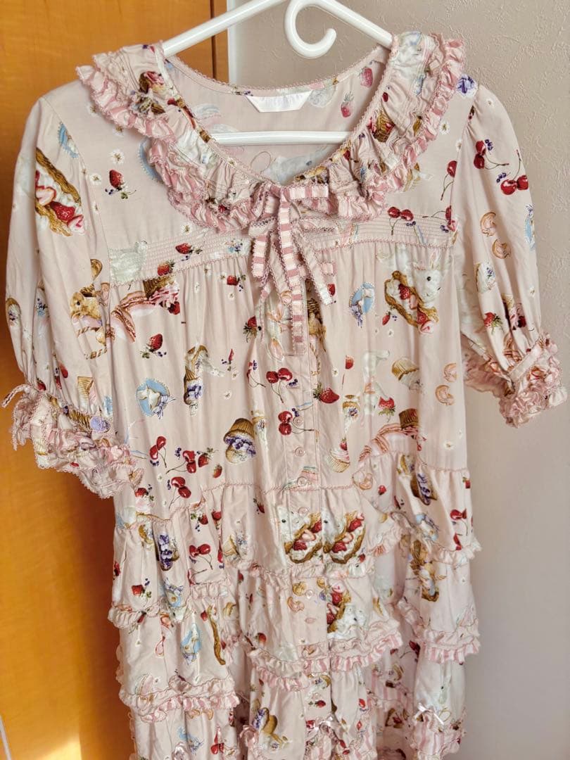 PINK HOUSE スイーツスプリングバニープリントパッチワークワンピース