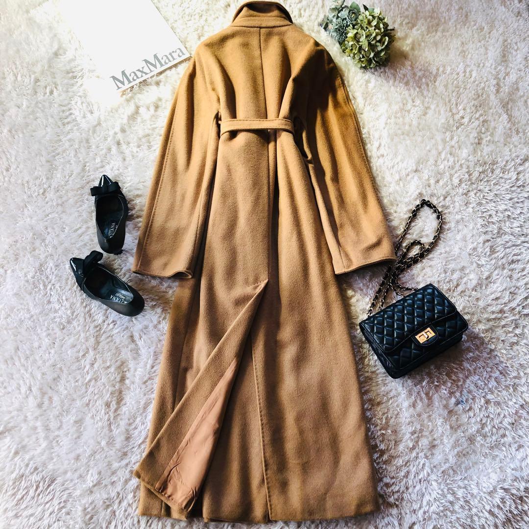 希少46大きめ✨美品 マックスマーラ マニュエラコート キャメル100% 白タグ