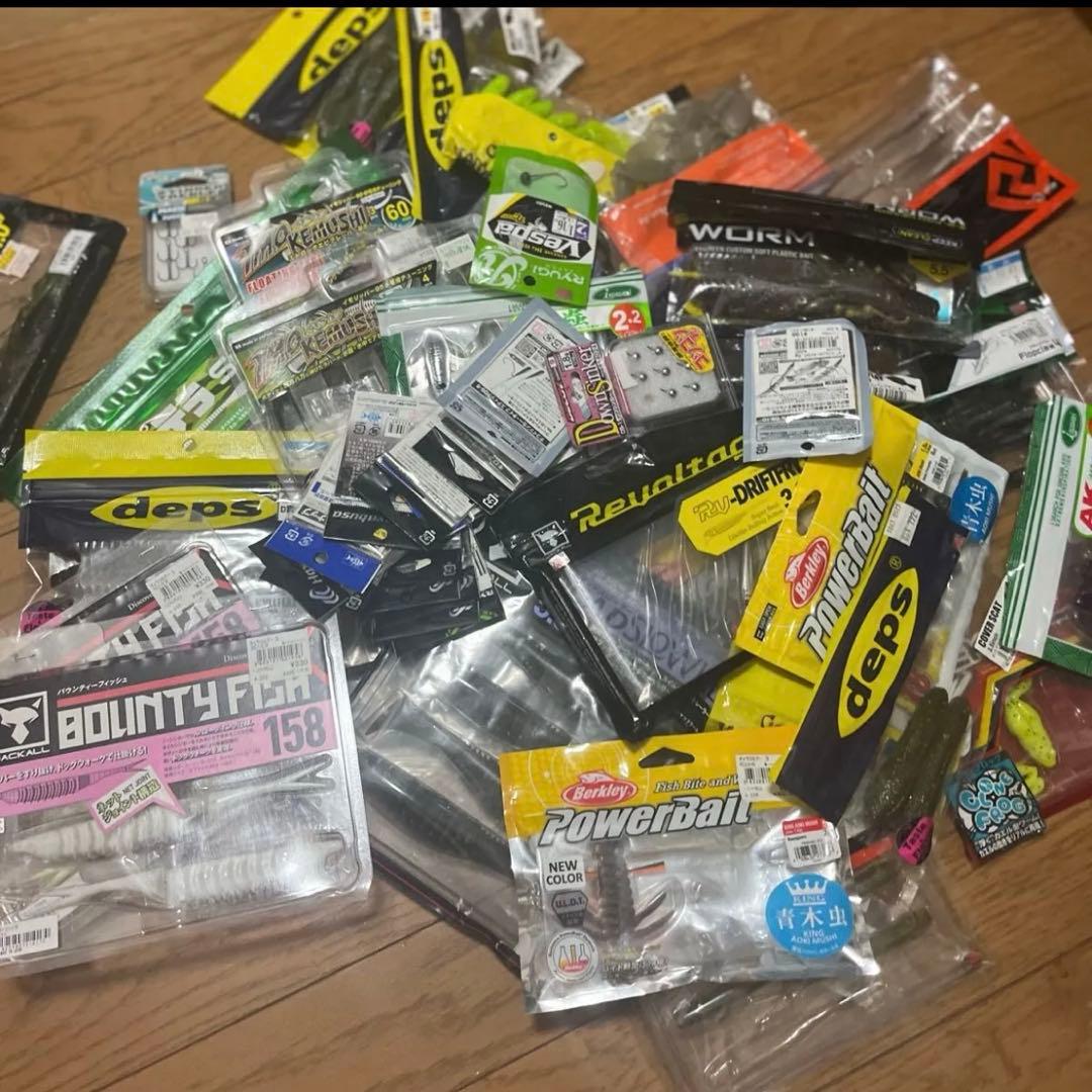 バス釣り引退セット ワーム小物大量 沈み蟲 カバースキャット フリックシェイク