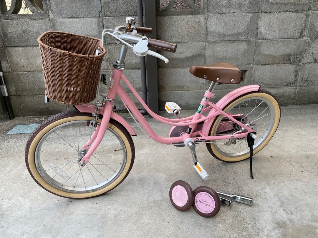 アサヒサイクル　子供用自転車 ピンク バスケット・補助輪付き18インチ　点検済み