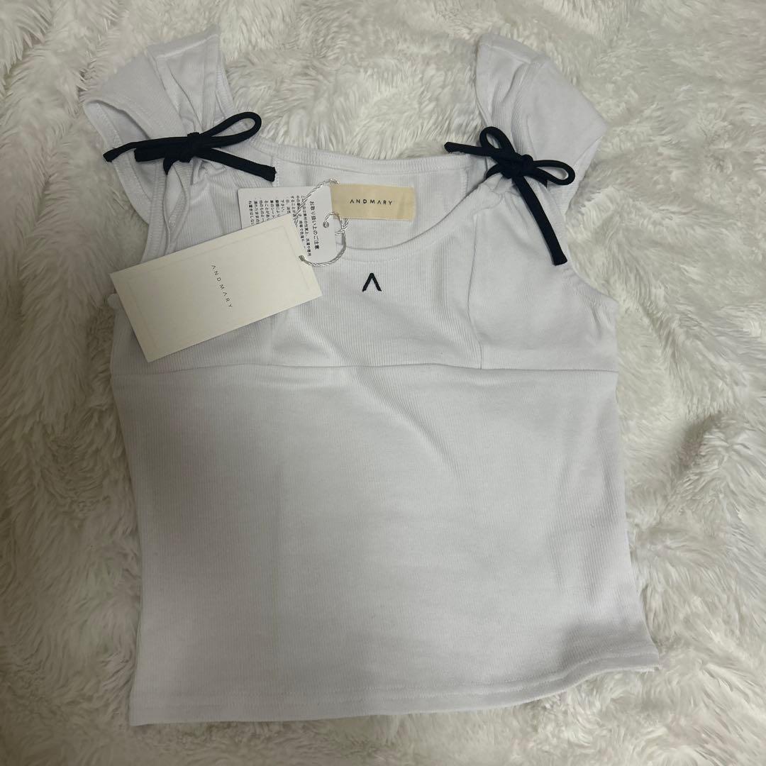 トップス ANDMARY Tina ribbon tops white