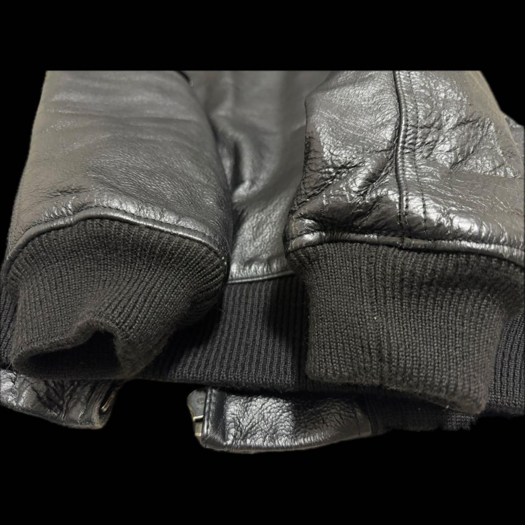 ALPHA INDUSTRIES レザー MA-1 ブラック Sサイズ