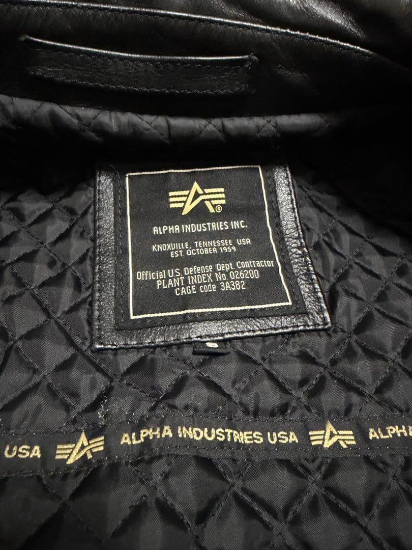ALPHA INDUSTRIES レザー MA-1 ブラック Sサイズ