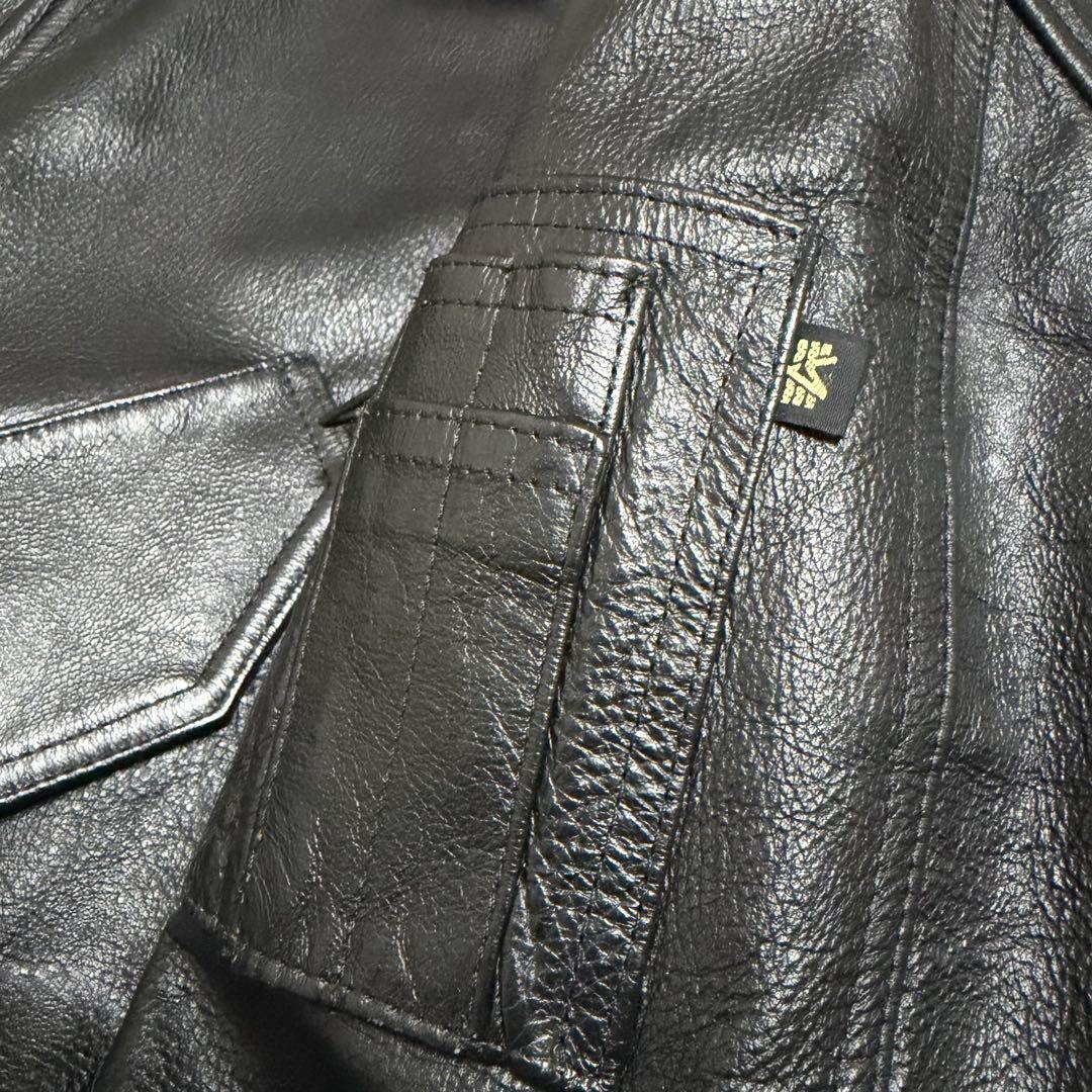 ALPHA INDUSTRIES レザー MA-1 ブラック Sサイズ