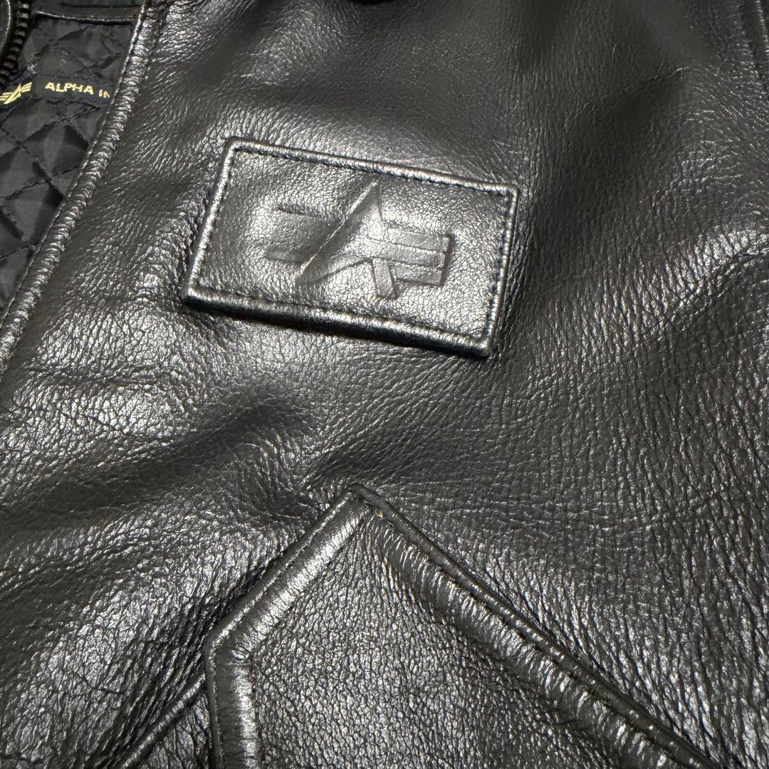 ALPHA INDUSTRIES レザー MA-1 ブラック Sサイズ