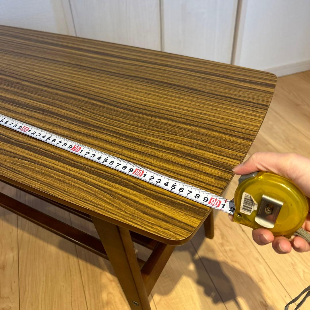 木製ブラウンテーブル 約90cm x 50cmカリモク