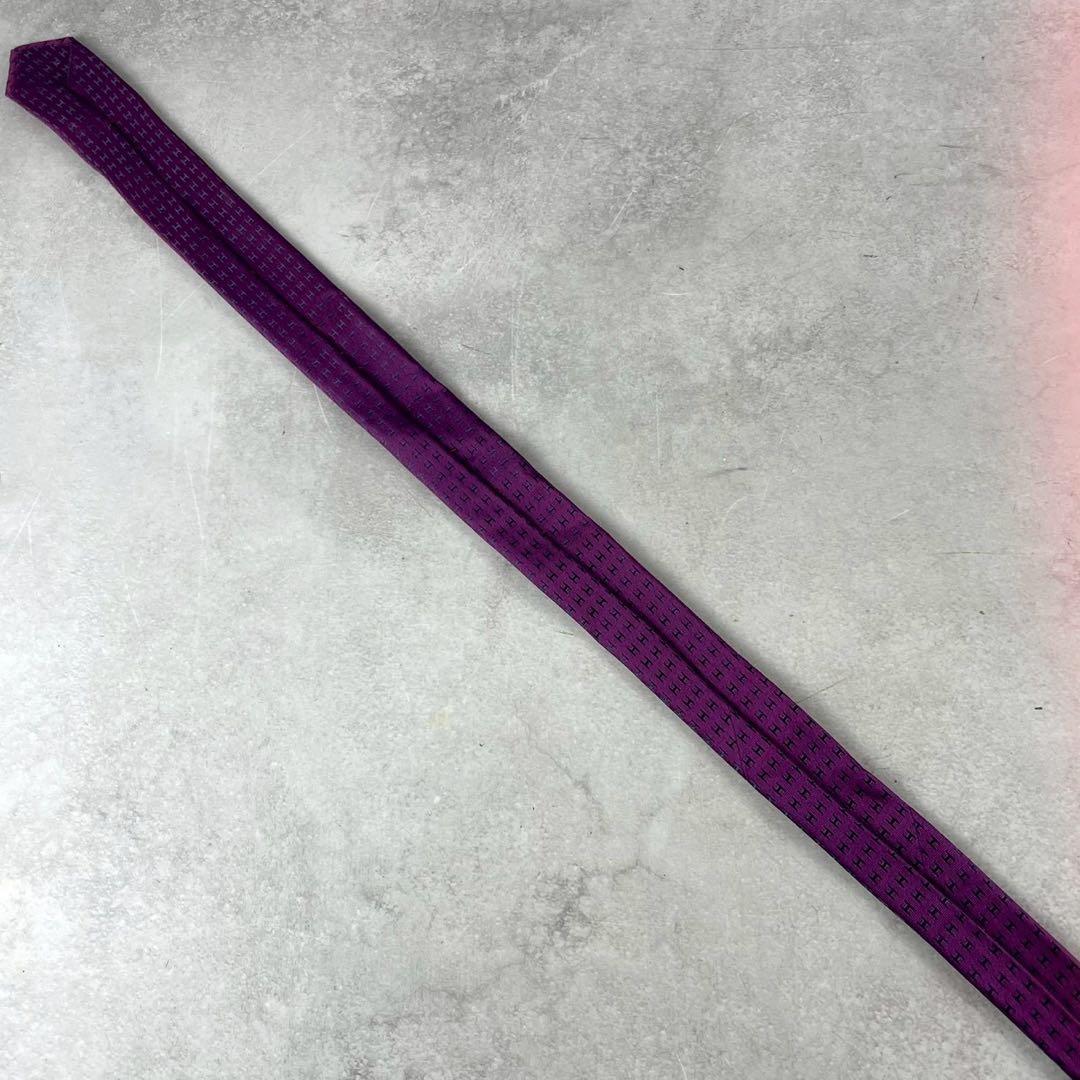 HERMES エルメス ネクタイ ファソネ Hロゴ織り　プルーン パープル 美品