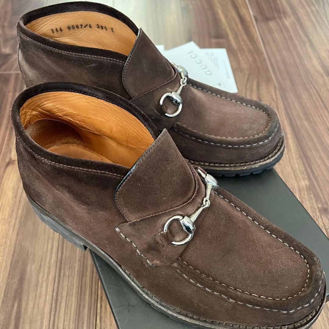 GUCCI ブラウン 茶 チャッカブーツ ホースビット スエード 39 1/2