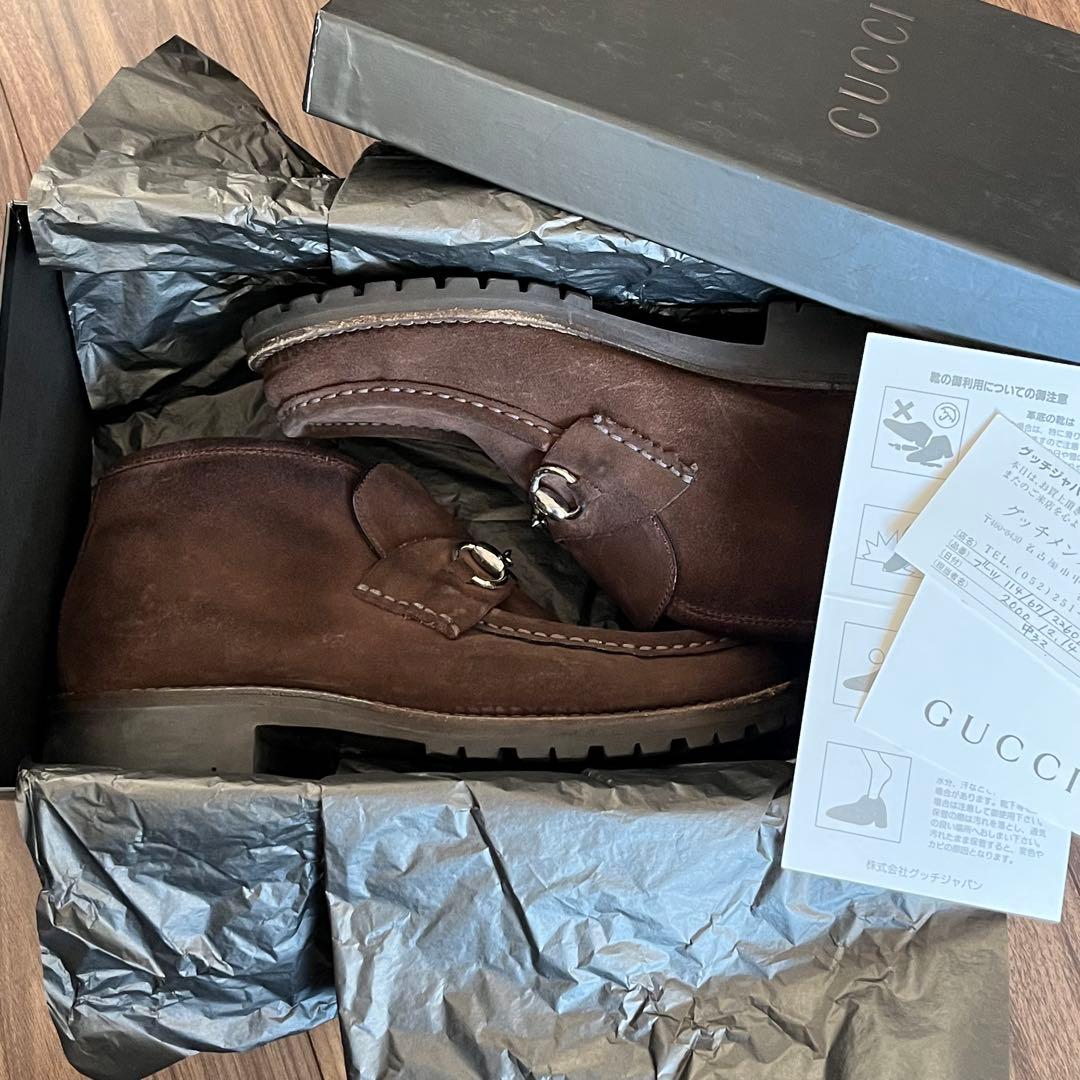 GUCCI ブラウン 茶 チャッカブーツ ホースビット スエード 39 1/2