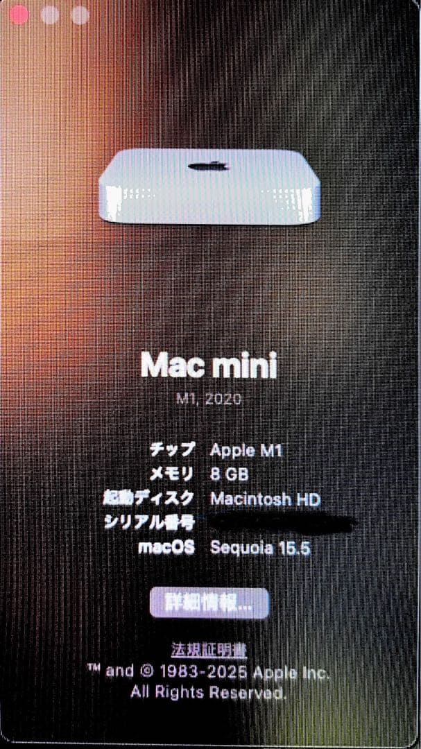 Macデスクトップ Apple Mac mini 2020 M1 8GB 1TB