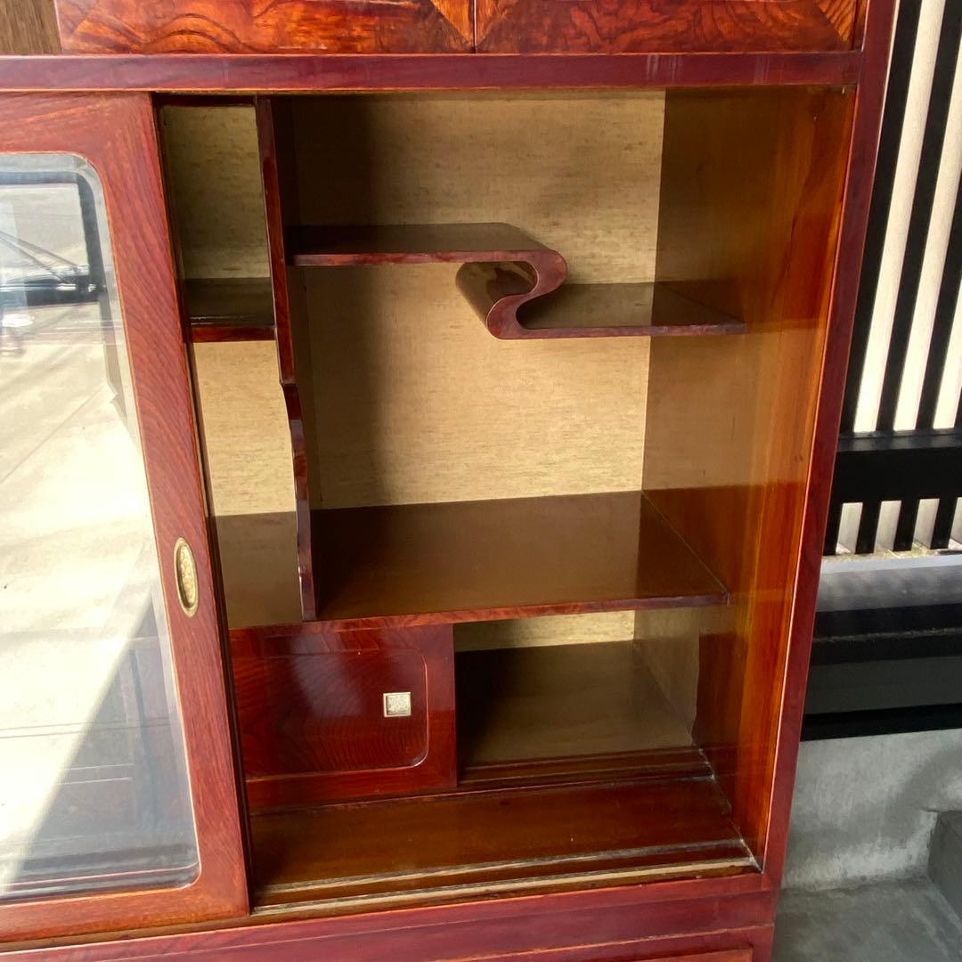長期保管品 茶箪笥 茶タンス 木製 ガラス ビンテージ アンティーク 昭和レトロ