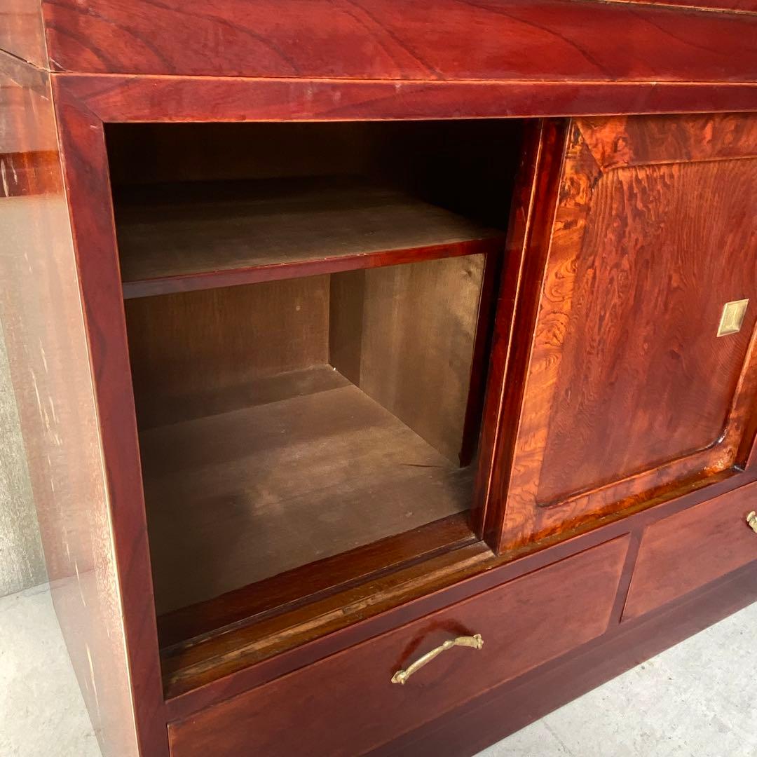長期保管品 茶箪笥 茶タンス 木製 ガラス ビンテージ アンティーク 昭和レトロ