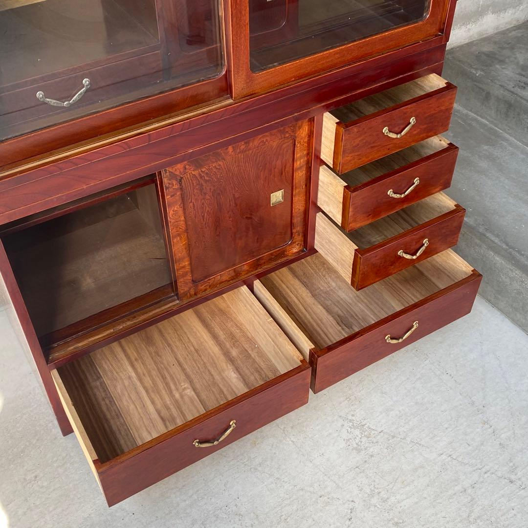 長期保管品 茶箪笥 茶タンス 木製 ガラス ビンテージ アンティーク 昭和レトロ