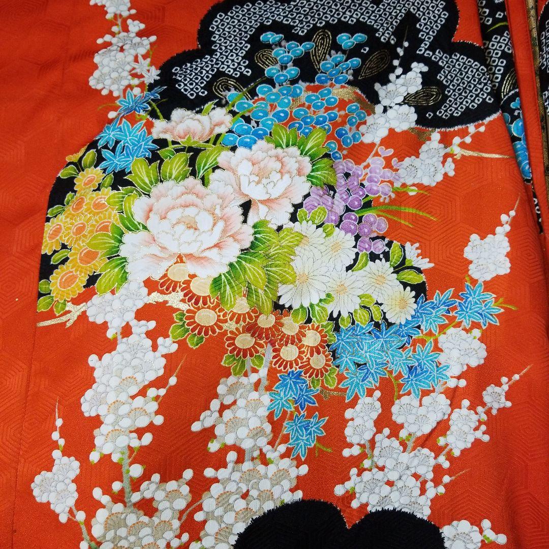 着物リメイク振袖　豪華金彩絞り華花爛漫ワンピース