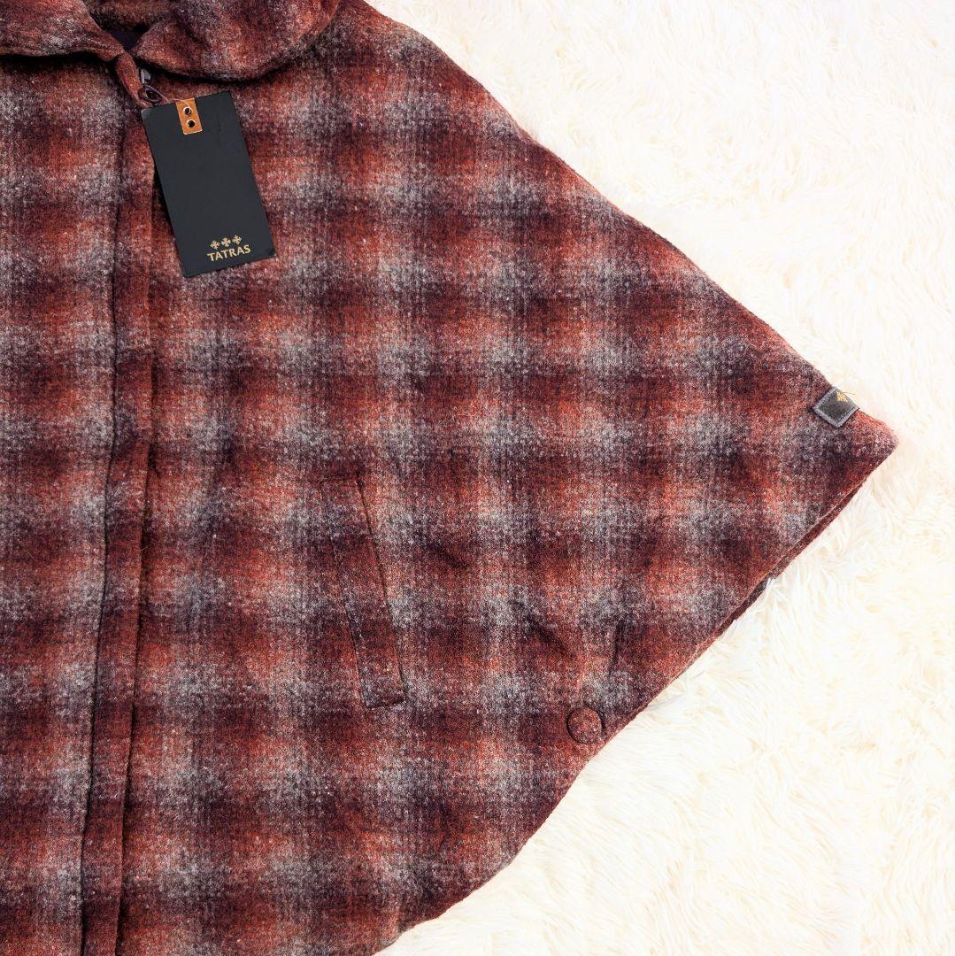 【希少】タトラス TATRAS ダウンポンチョ ケープコート チェック柄