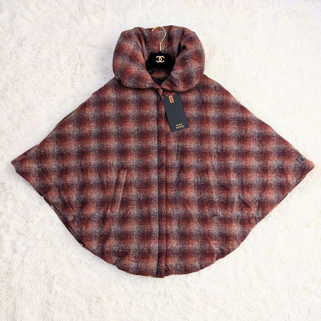 【希少】タトラス TATRAS ダウンポンチョ ケープコート チェック柄