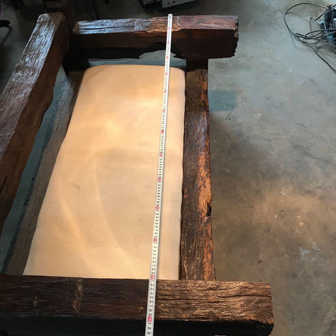 o*様 珍品 線路の枕木で作られた2人掛けソファー 重量木 天然木 アンティーク