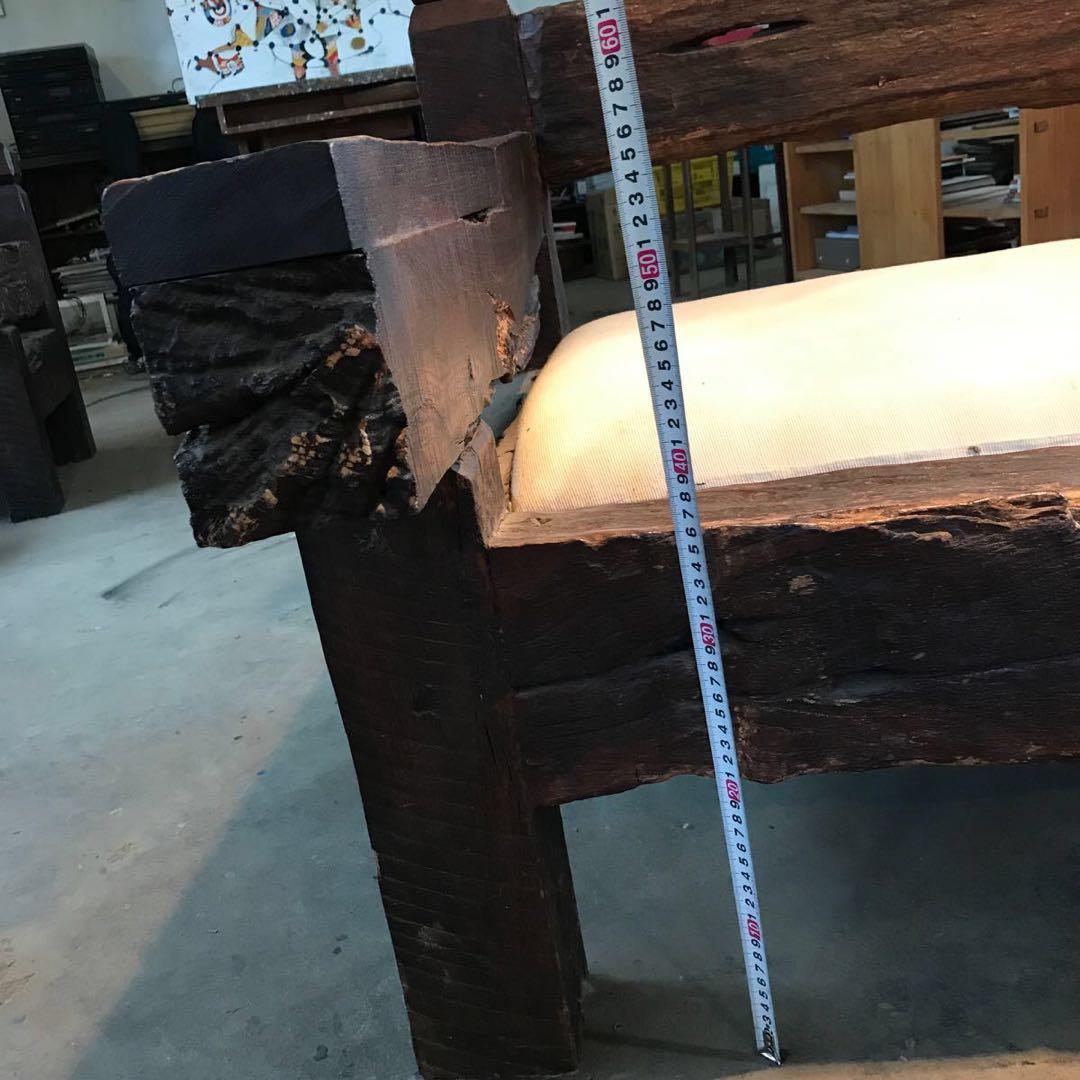 o*様 珍品 線路の枕木で作られた2人掛けソファー 重量木 天然木 アンティーク