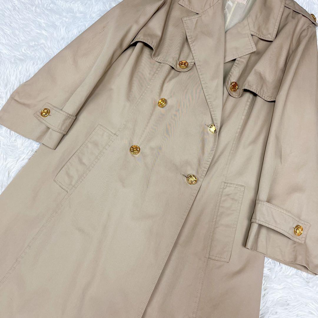 希少 セリーヌ トレンチコート トリオンフ金ボタン ロングコート ビンテージ