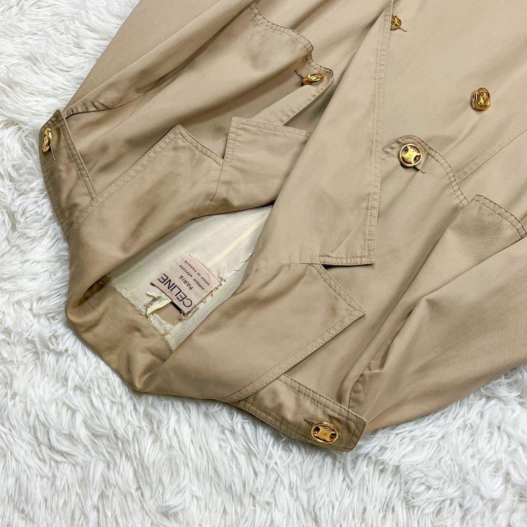 希少 セリーヌ トレンチコート トリオンフ金ボタン ロングコート ビンテージ