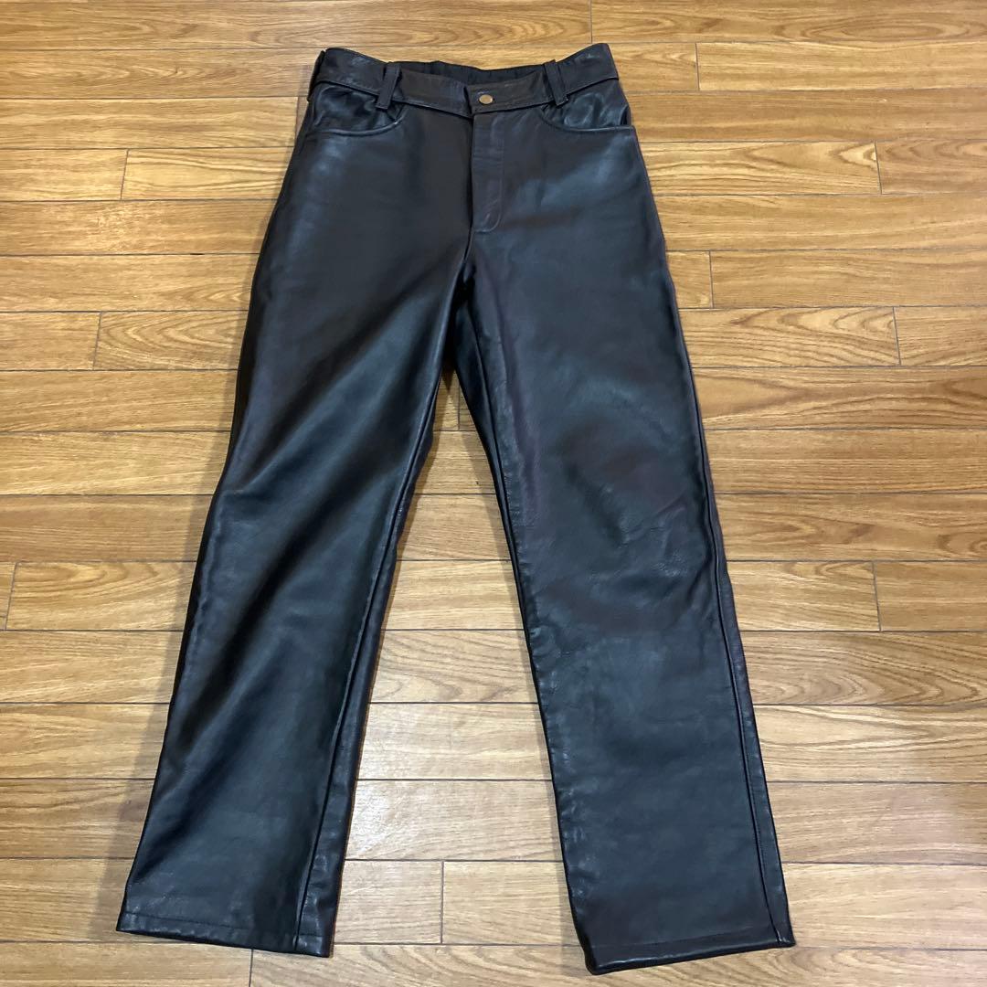 vanson 牛革ストレートレザー ブラックパンツ 31