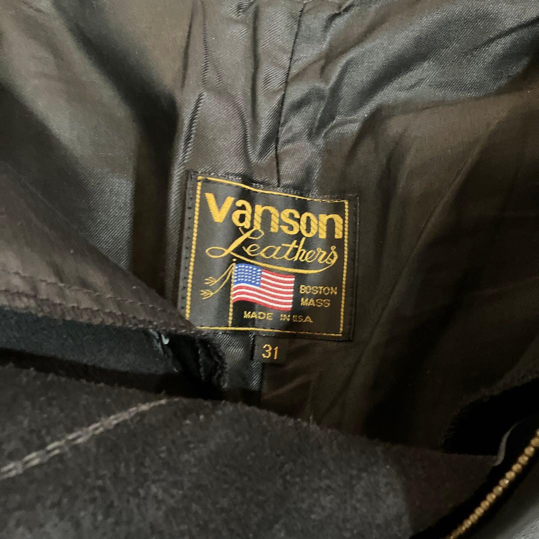 vanson 牛革ストレートレザー ブラックパンツ 31