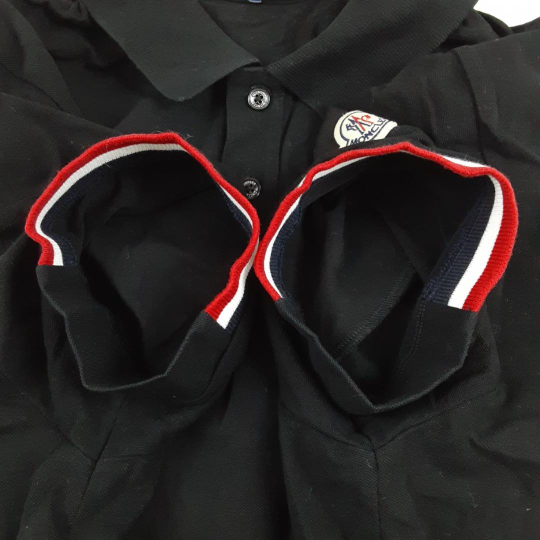 美品◎MONCLER モンクレール 半袖ポロシャツ ブラック ワッペン 22年製
