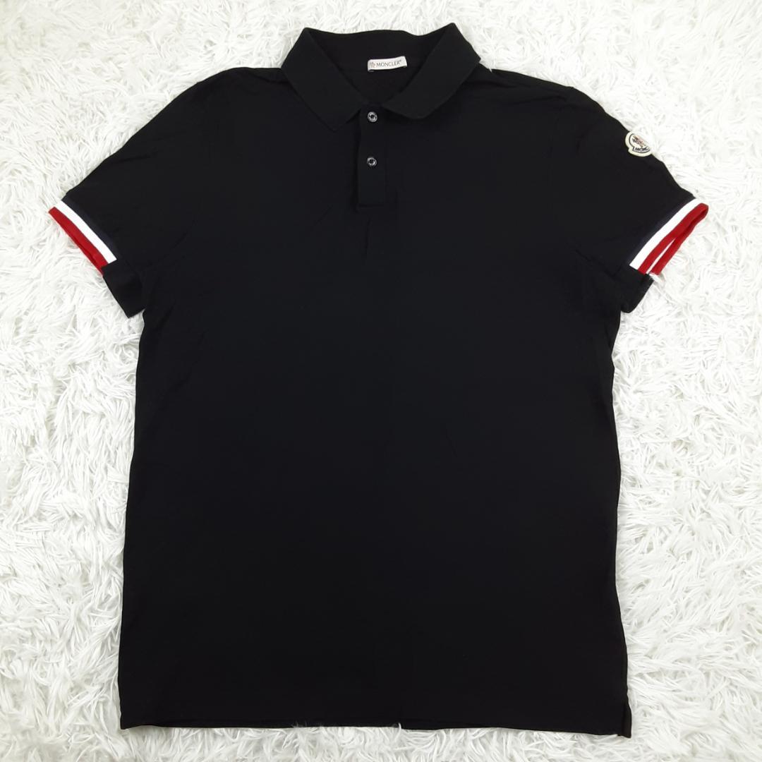 美品◎MONCLER モンクレール 半袖ポロシャツ ブラック ワッペン 22年製