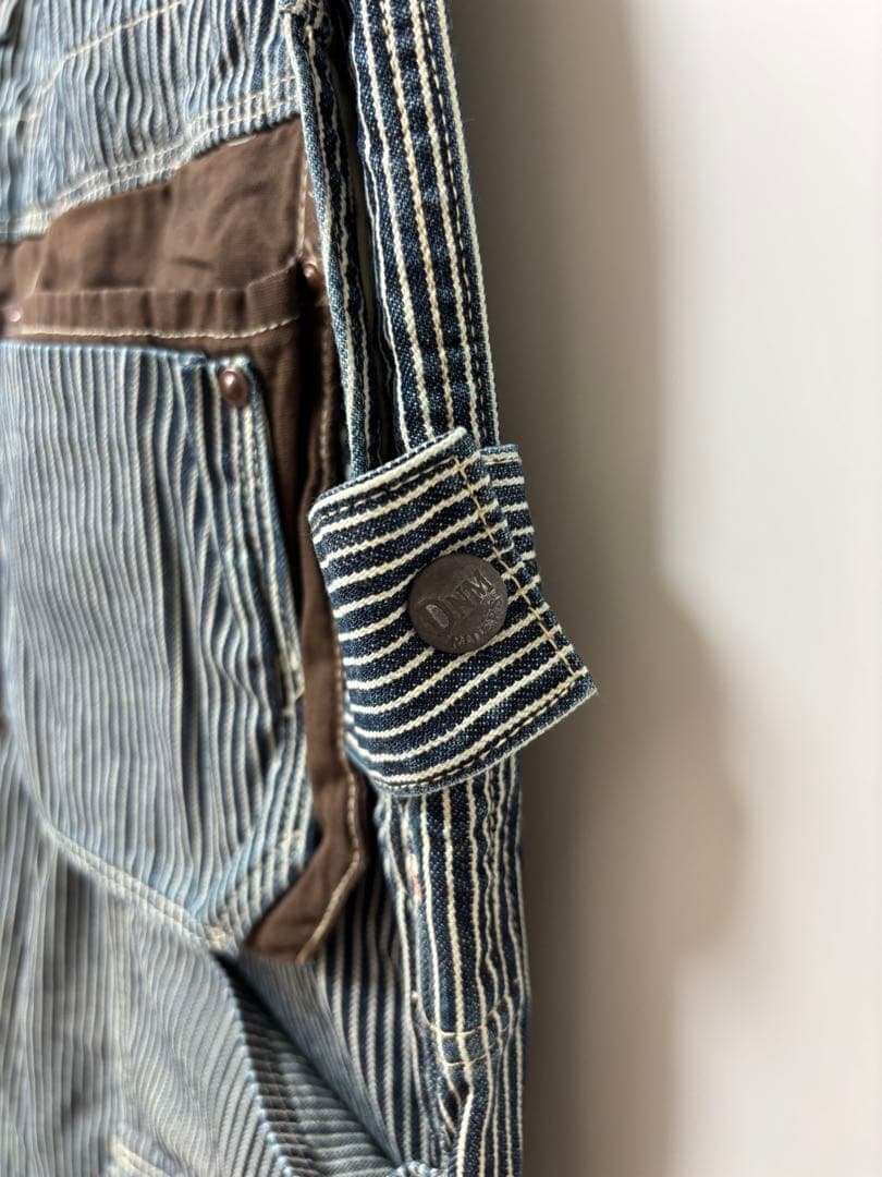 DENIMDUNGAREE ダブルニーエプロンヒッコリーオーバーオール　160