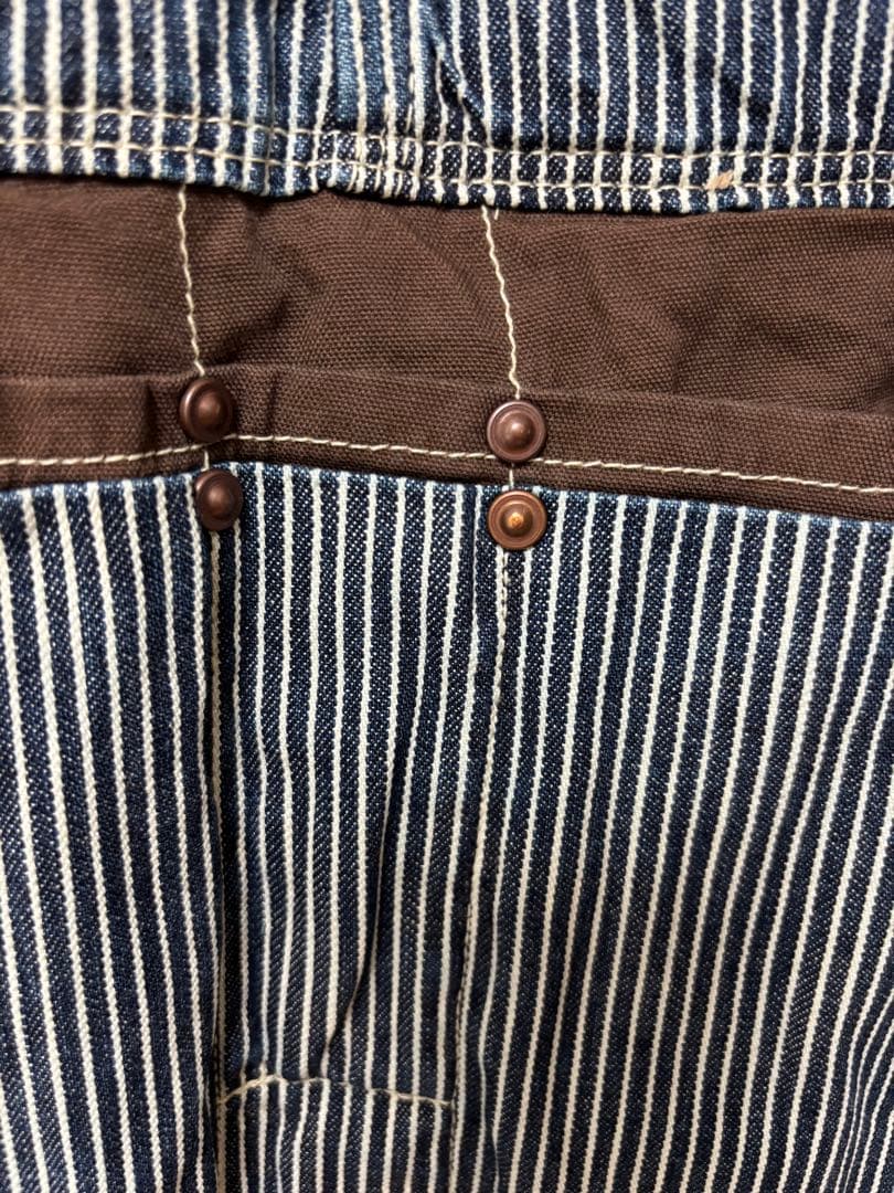 DENIMDUNGAREE ダブルニーエプロンヒッコリーオーバーオール　160