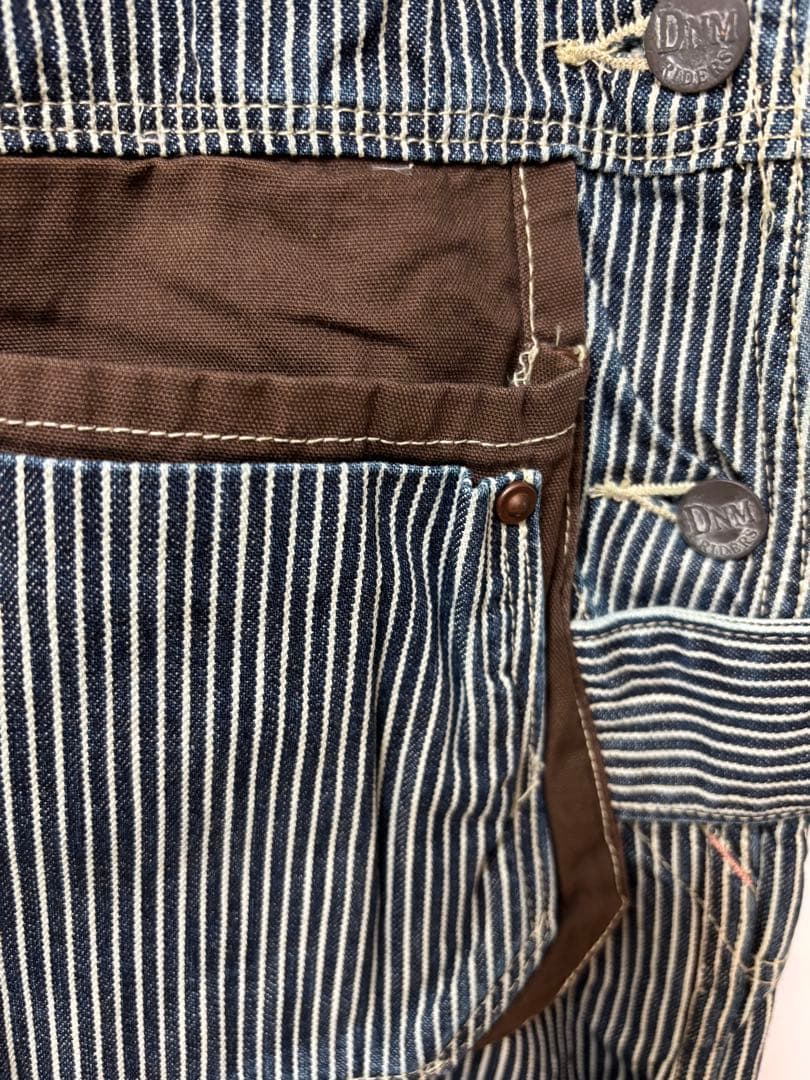 DENIMDUNGAREE ダブルニーエプロンヒッコリーオーバーオール　160