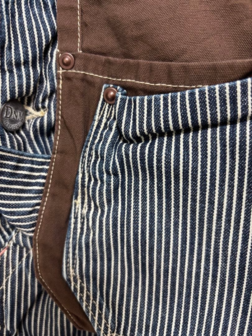 DENIMDUNGAREE ダブルニーエプロンヒッコリーオーバーオール　160