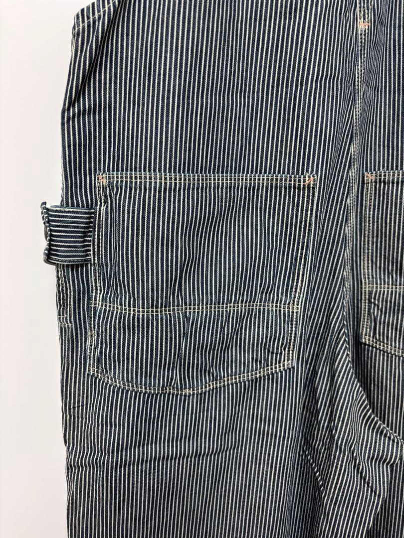 DENIMDUNGAREE ダブルニーエプロンヒッコリーオーバーオール　160