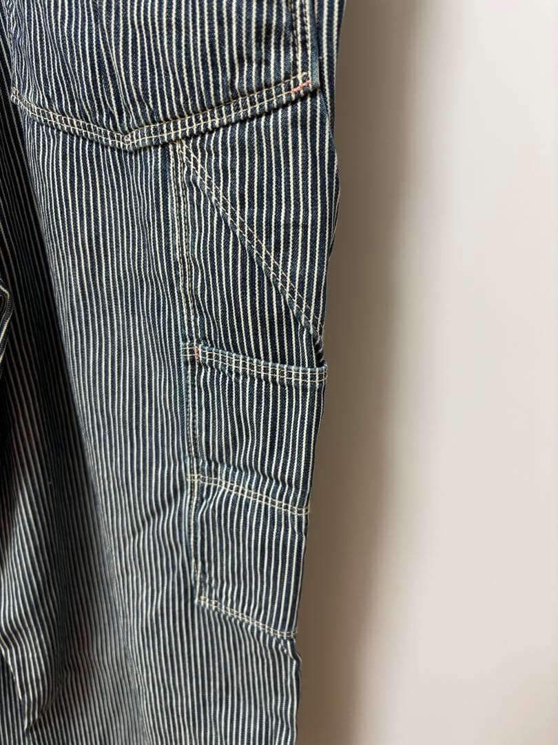 DENIMDUNGAREE ダブルニーエプロンヒッコリーオーバーオール　160