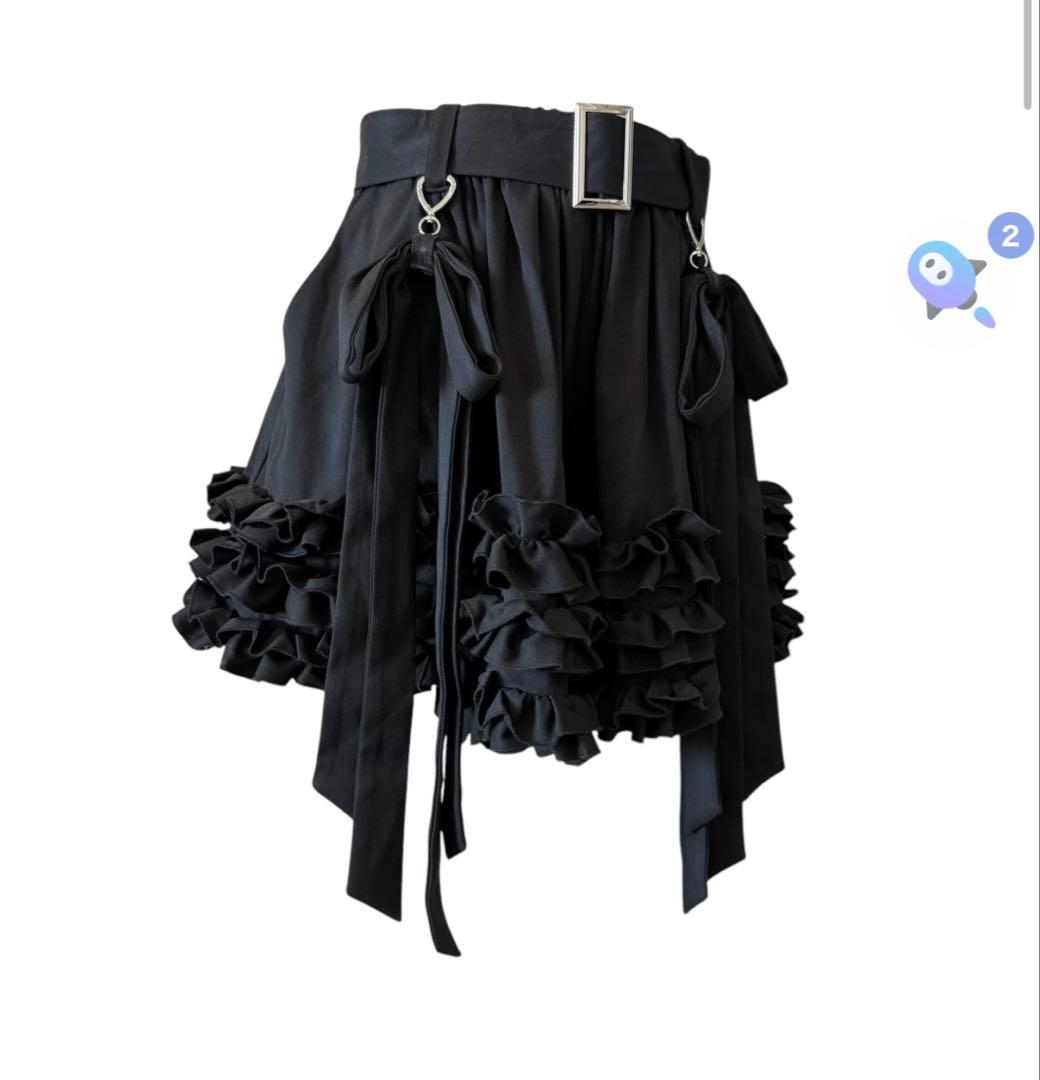 新品未使用HEIHEIヘイヘイリボンフリルショートパンツブラックスカート風