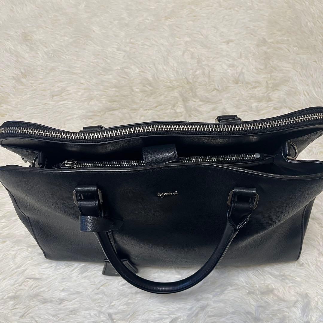 アニエスベー トートバッグ オールレザー 黒 A4 南京錠 ビジネス