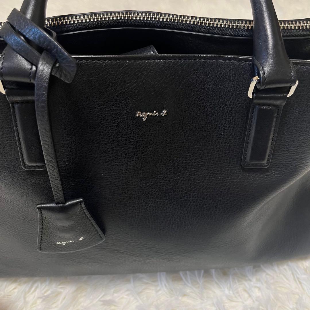 アニエスベー トートバッグ オールレザー 黒 A4 南京錠 ビジネス